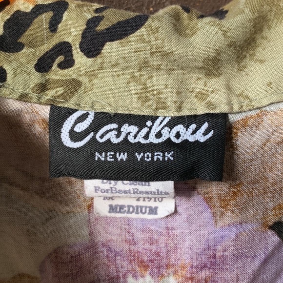 90s Vintage Leopard Tropical Floral Button Up Sleeveless Top Size Medium/Large - Picture 3 of 15